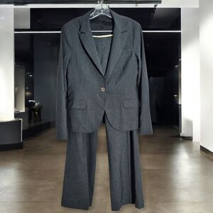 Theory Womens 12 Suit Set Blazer Pants Gray Wool Blend 2 Piece 1 Button Gray